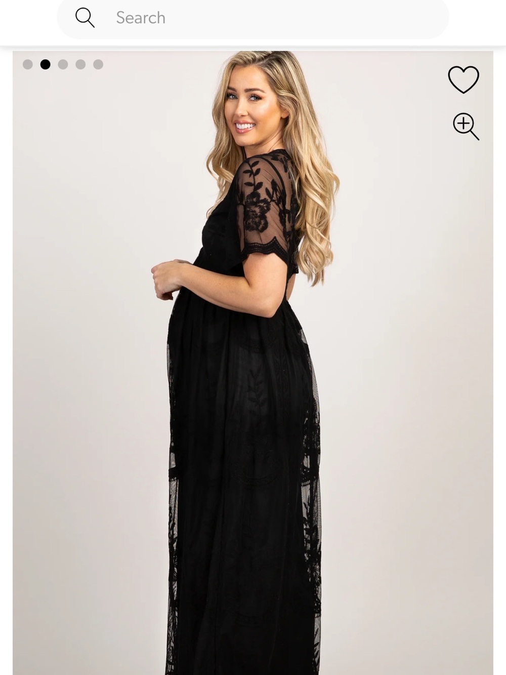 Pinkblush Black Lace Maxi Dress with V-Neck and Flutter Sleeves - Picture 2 of 8